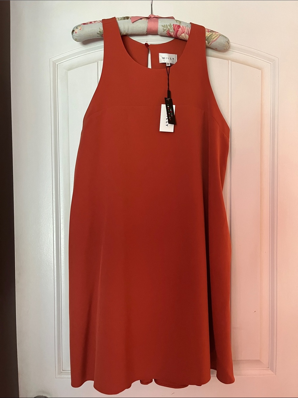 NWT Milly Sleeveless Trapeze Dress in Rust Orange (spot see image)